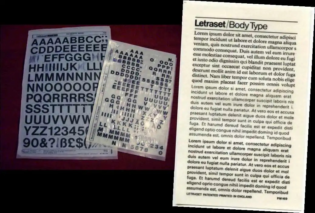 Lorem Ipsum en Letraset.